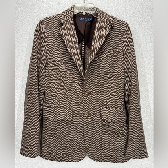 Polo Ralph Lauren Jackets & Blazers - Polo by Ralph Lauren Blue Label Single Breasted Tan Herringbone Blazer 10
